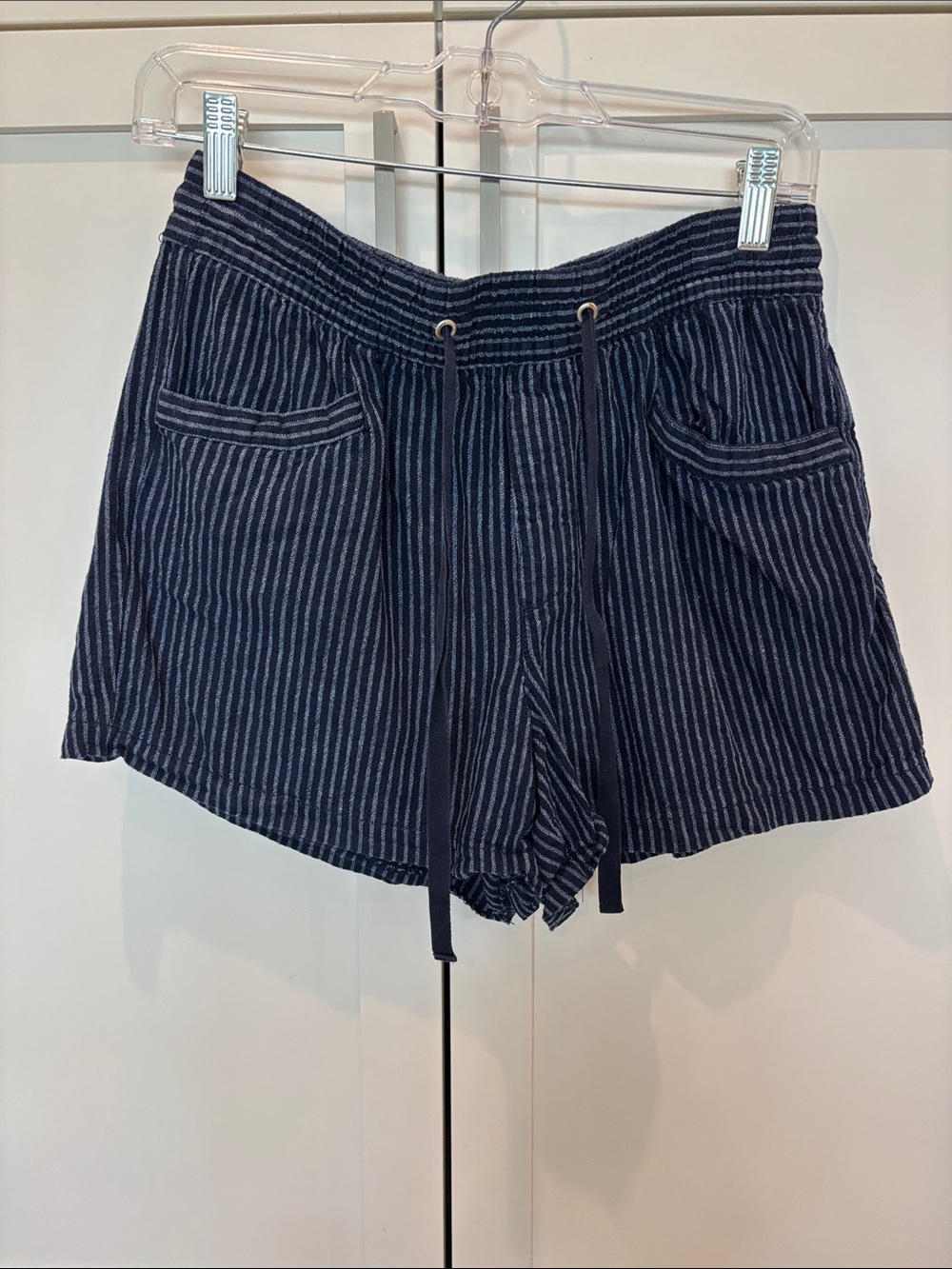 GAP Navy and White Striped Drawstring Athletic Shorts